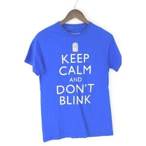Doctor Who T Shirt Keep Calm and Don't Blink Blue & White Size Small